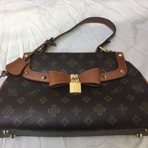 vintage brown monogram bow handbag purse